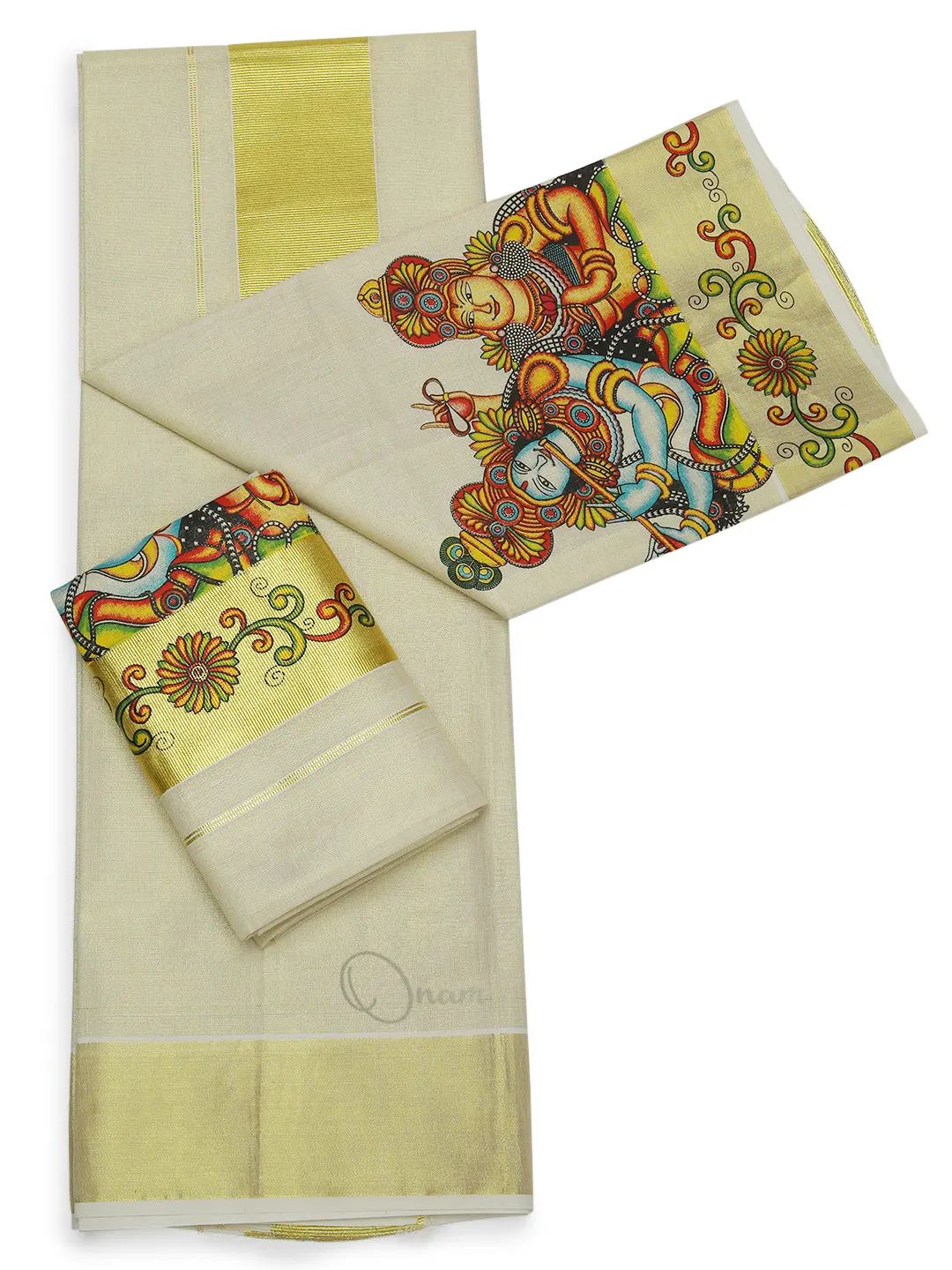 Hand Painted Set saree- Yashoda Krishna - Keralaspecial