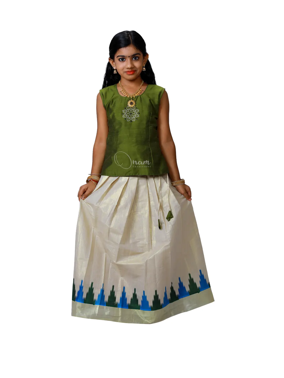 Pattu Pavada Stylist Kerala Traditional Pattupavada For Girls Age Group:2,  Color:Dark Orange