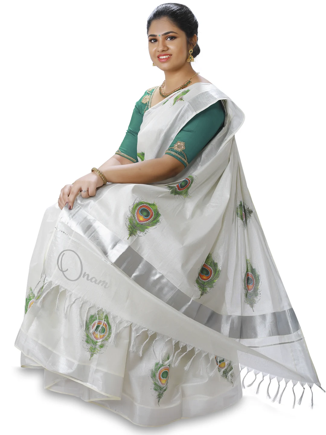 Southloom Jaipur Artisans & Kerala Weavers Collab Tissue Kasavu Saree –  Southloom Handmade and Organics
