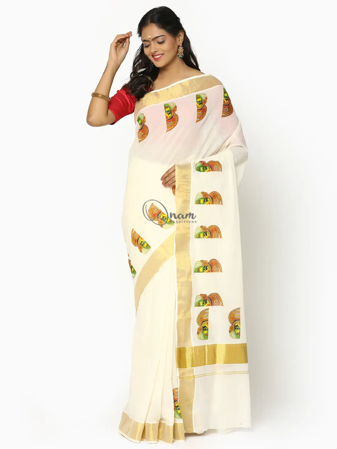 Elegant Kerala Kasavu Saree in Off White and Gold. Stunning Top Seller –  Shobitam