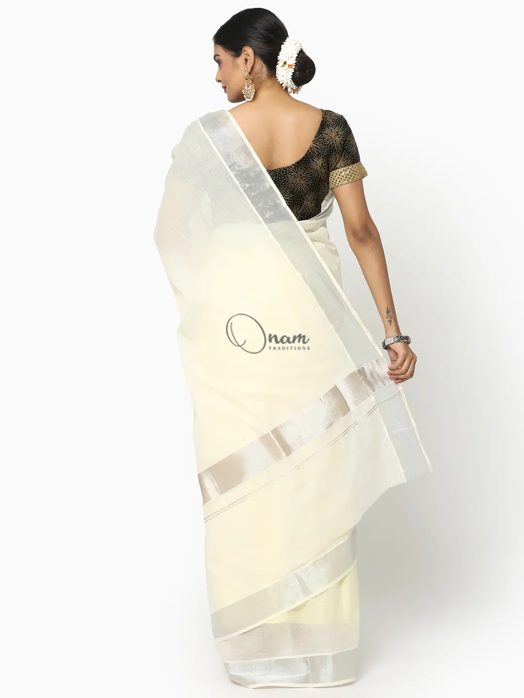 Offwhite Chanderi Blouse with Silver Border - Byhand I Indian Ethnic Wear  Online I Sustainable Fashion I Handmade Clothes